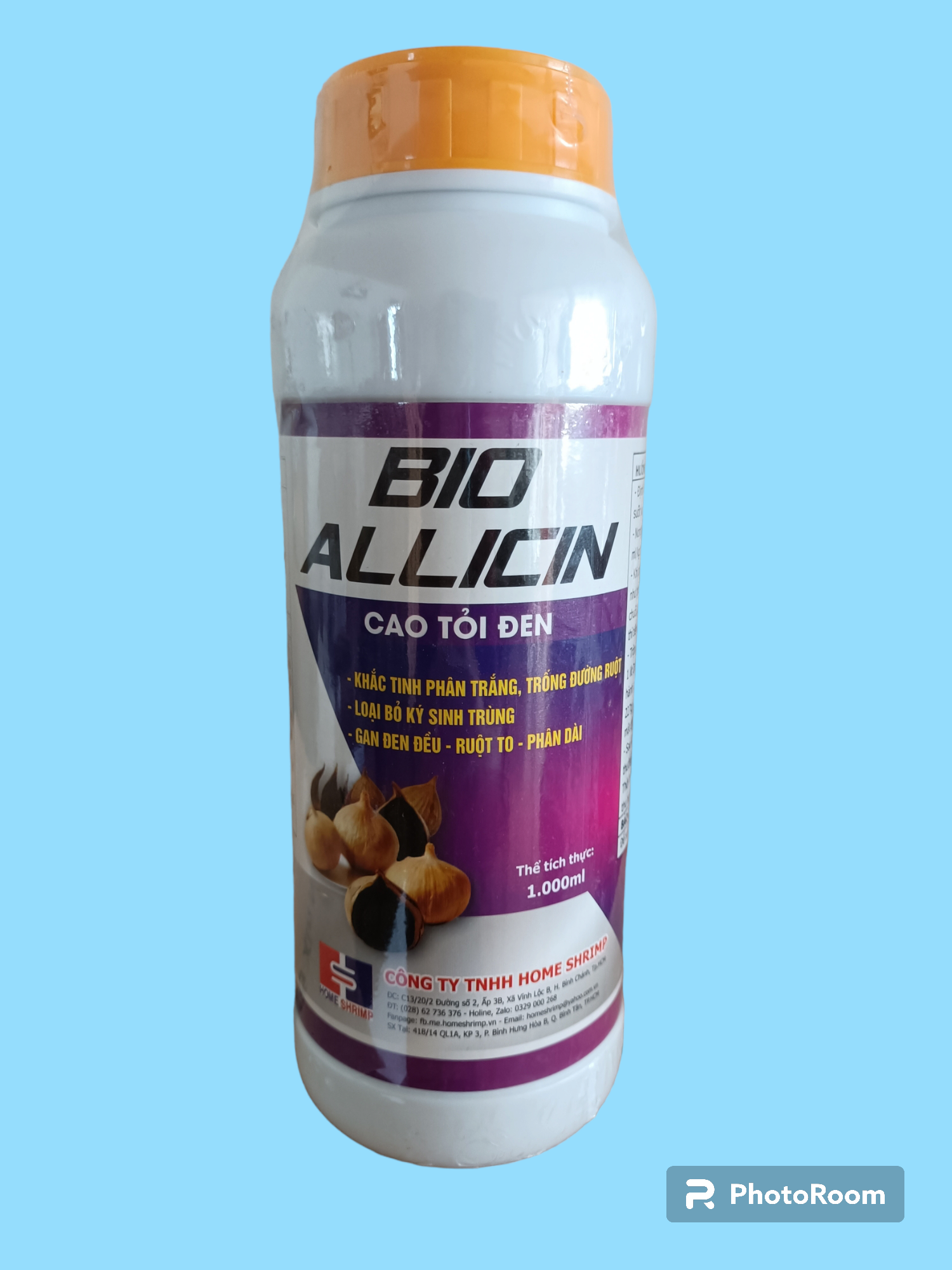 Cao tỏi đen đậm đặt cho tôm ăn, chai 1l