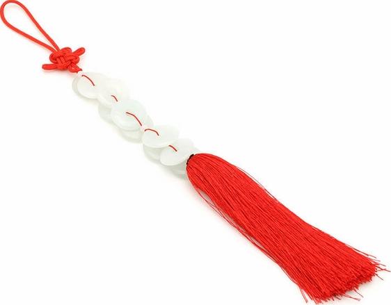 Dây Đồng Tiền Bạch Ngọc Treo Ô Tô - Trắng
