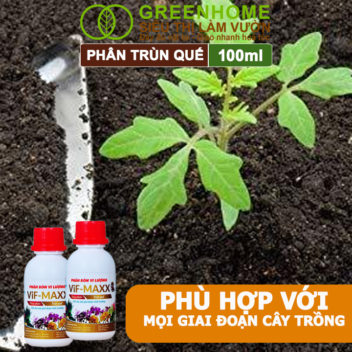 Phân Trùn Quế Greenhome, Lavamix, 100ml, Hữu Cơ Sinh Học, Thuỷ Phân Đậm Đặc, Bón Rau, Hoa, Kiểng