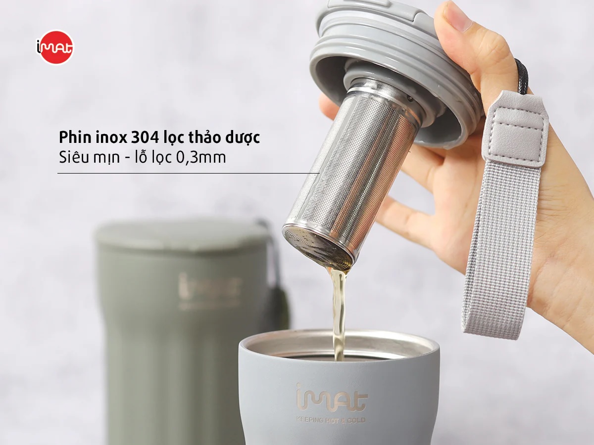 [Hàng chính hãng] Bình giữ nhiệt inox có phin lọc iMat 380ml / 500ml / 1200ml / 1500ml / 2000ml Dùng ủ, giữ nhiệt, sản phẩm làm Inox 304