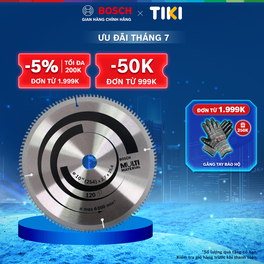Lưỡi cắt nhôm Bosch đa năng 254x25.4/16mm T120 độ chính xác cao