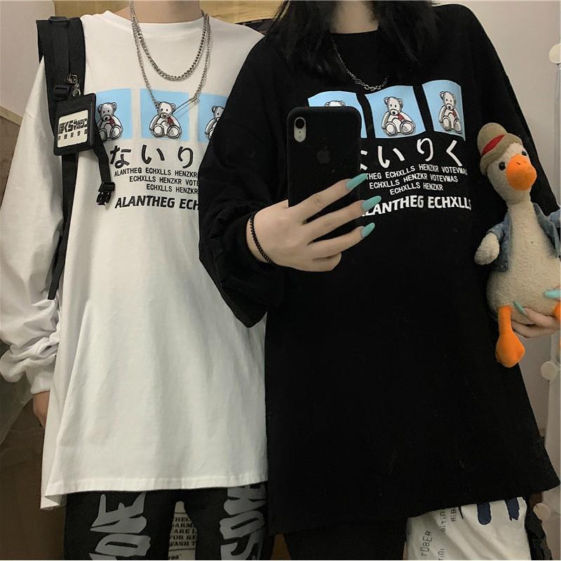 Áo thun dài tay GẤU ALANTHEG phông Unisex nam nữ tee oversize form rộng pull Ulzzang Streetwear Hàn Quốc vải mềm