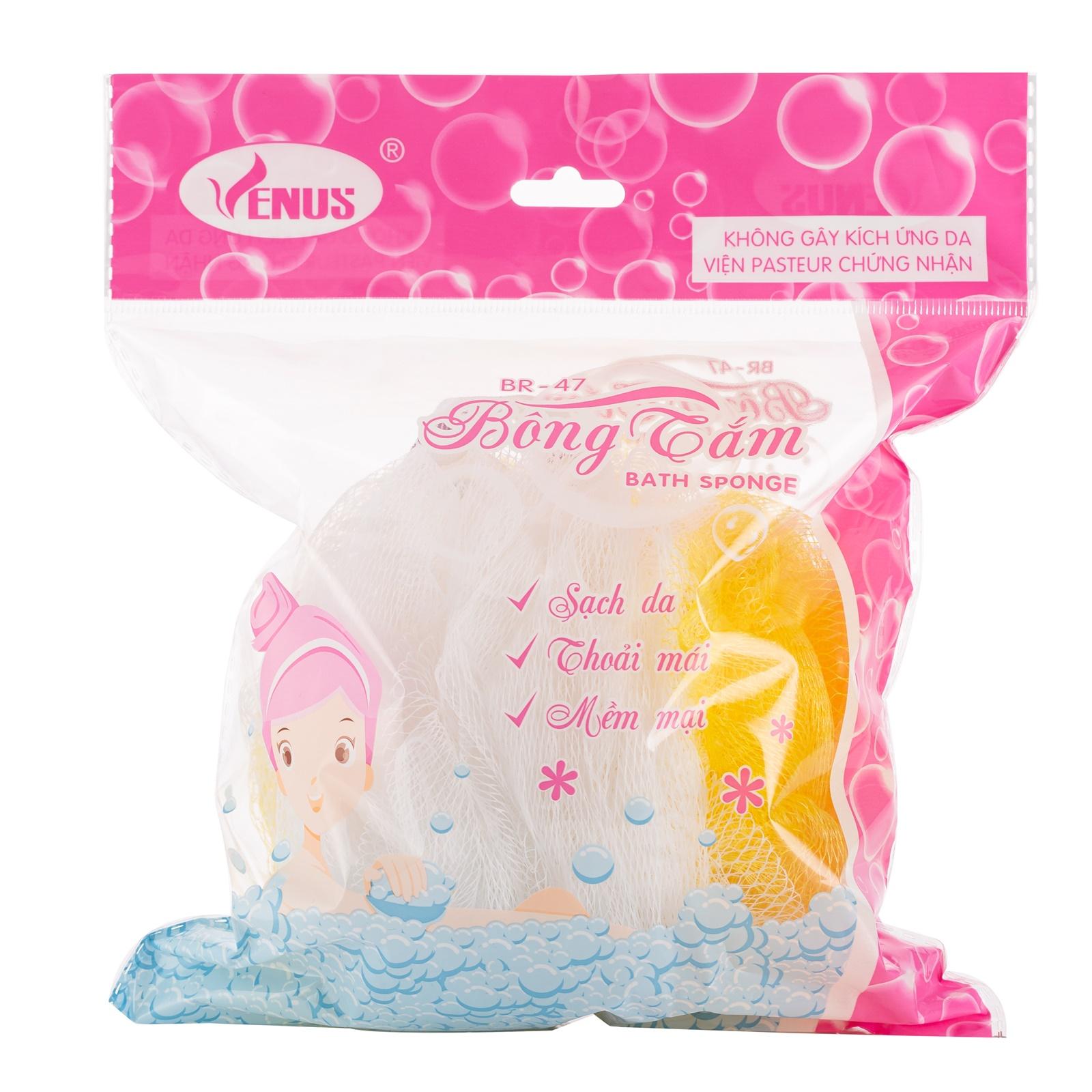 Combo 2 Bông tắm tròn Venus BR47-Tạo bọt nhiều, tấy da chết, thẩm thấu sữa tắm nhiều,massge thư giãn