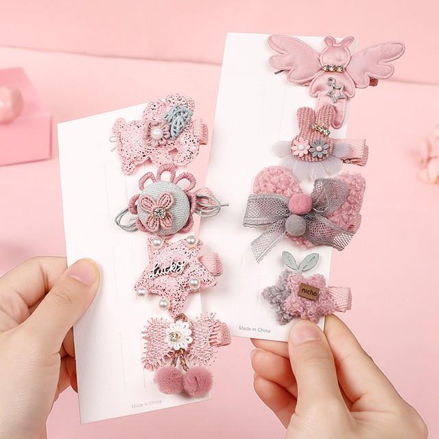 Set kẹp tóc bé gái phong cách Hàn Quốc dễ thương nhiều họa tiết