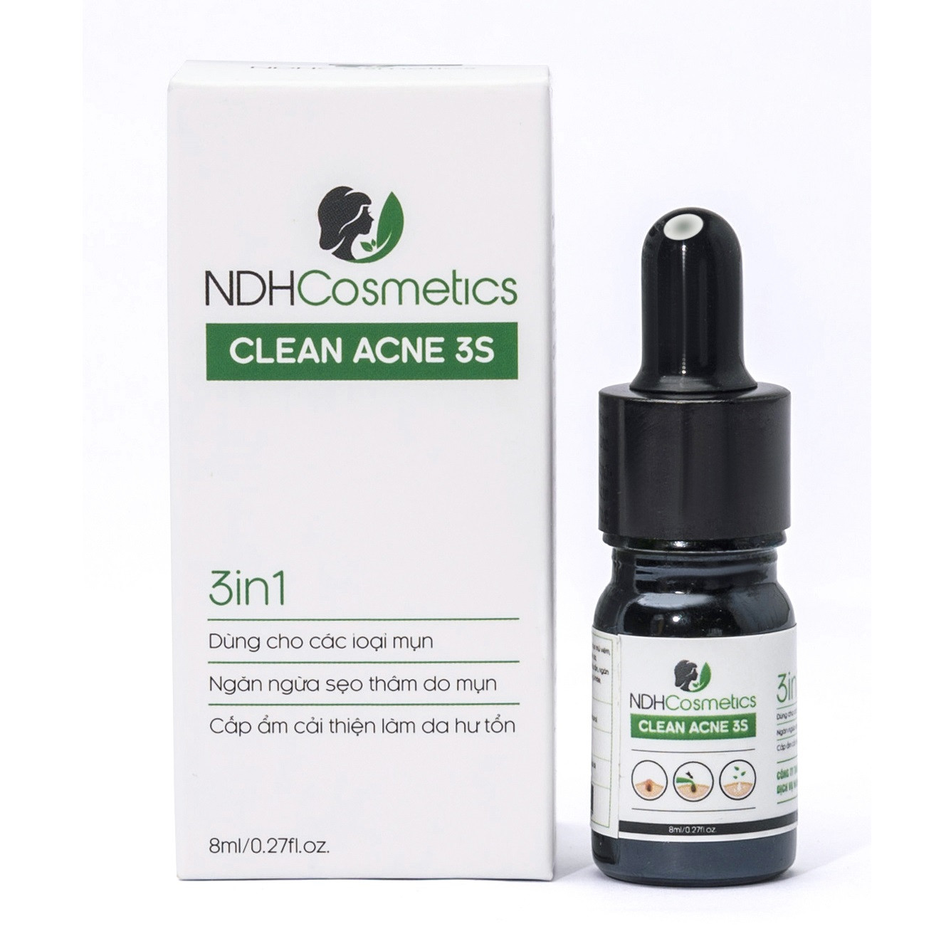 Serum Ngừa Mụn Clean Acne 3S 8ml 100% Tự Nhiên