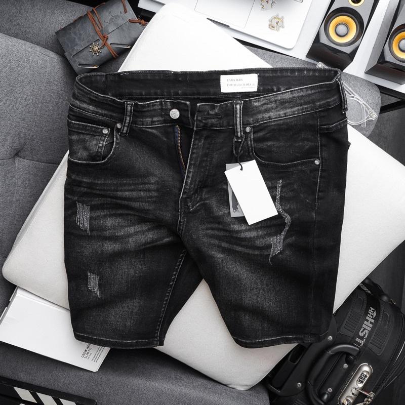 Quần short jean nam đen size đại co giãn