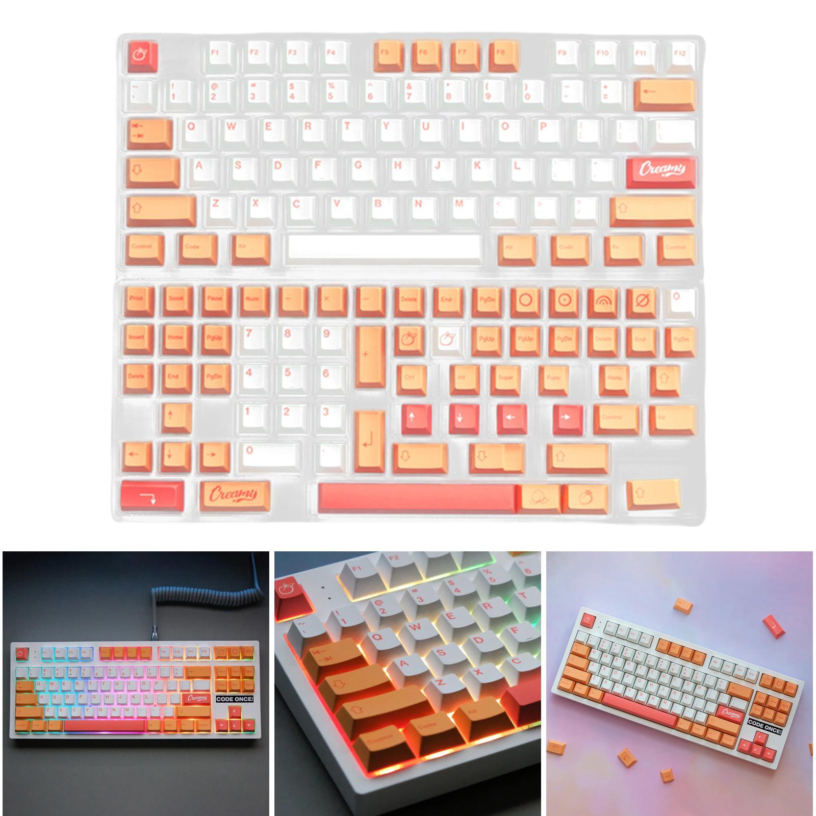 Universal 141 Keys PBT Keycaps, Dye Sub Cherry Profile, 6.25U Spacebar, ANSI Layout Peach Key Caps for Mechanical Gaming Keyboard Keycap Set