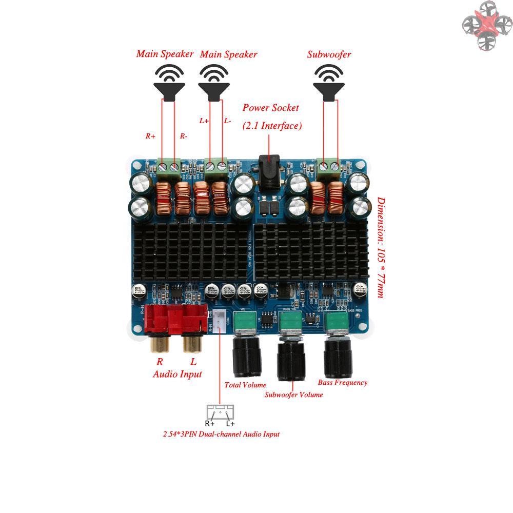 TPA3116 50W*2+100W 2.1 Channel Digital Subwoofer Power Amplifier Board DC12V-26V