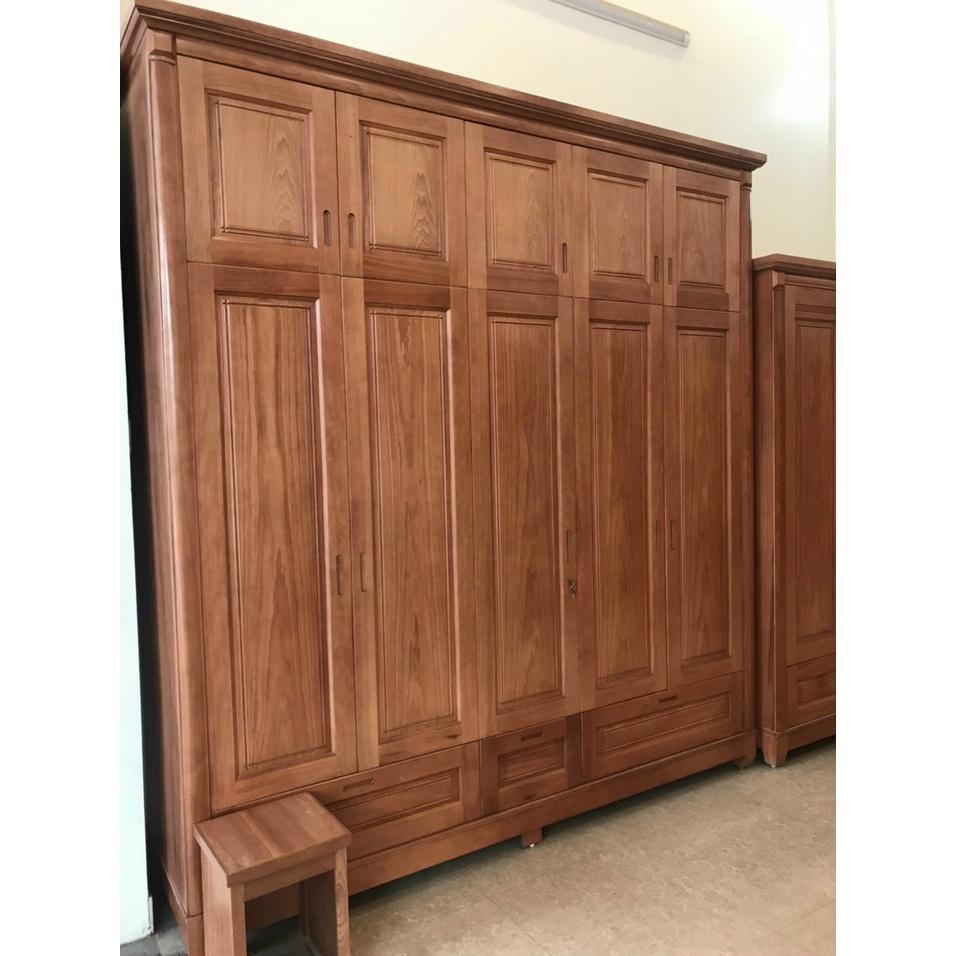 Tủ quần áo xoan đào 5 cánh 2 tầng