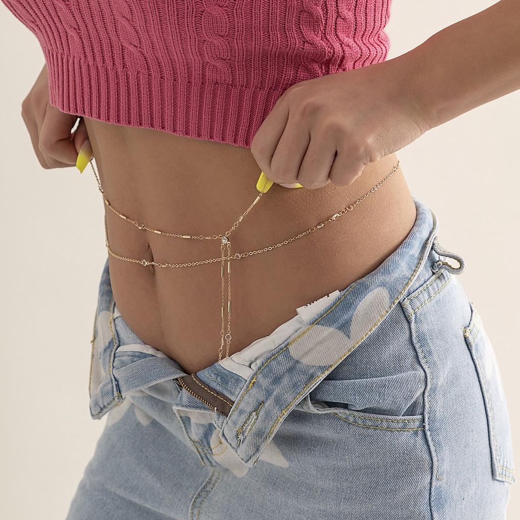 Chain thắt eo trần 2 sợi mảnh nhỏ Chain thắt eo phối croptop siu xinh