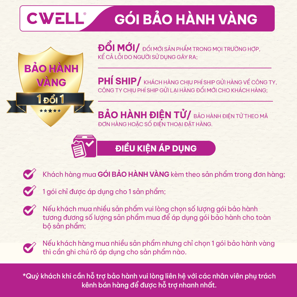 GÓI BẢO HÀNH VÀNG - 1 đổi 1 trong 12 tháng, hàng chính hãng