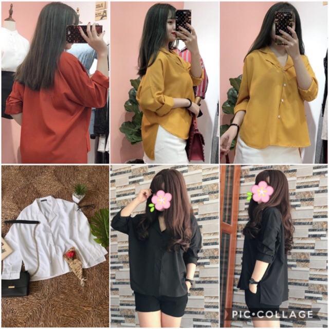 Sơ mi cổ vest trắng trơn