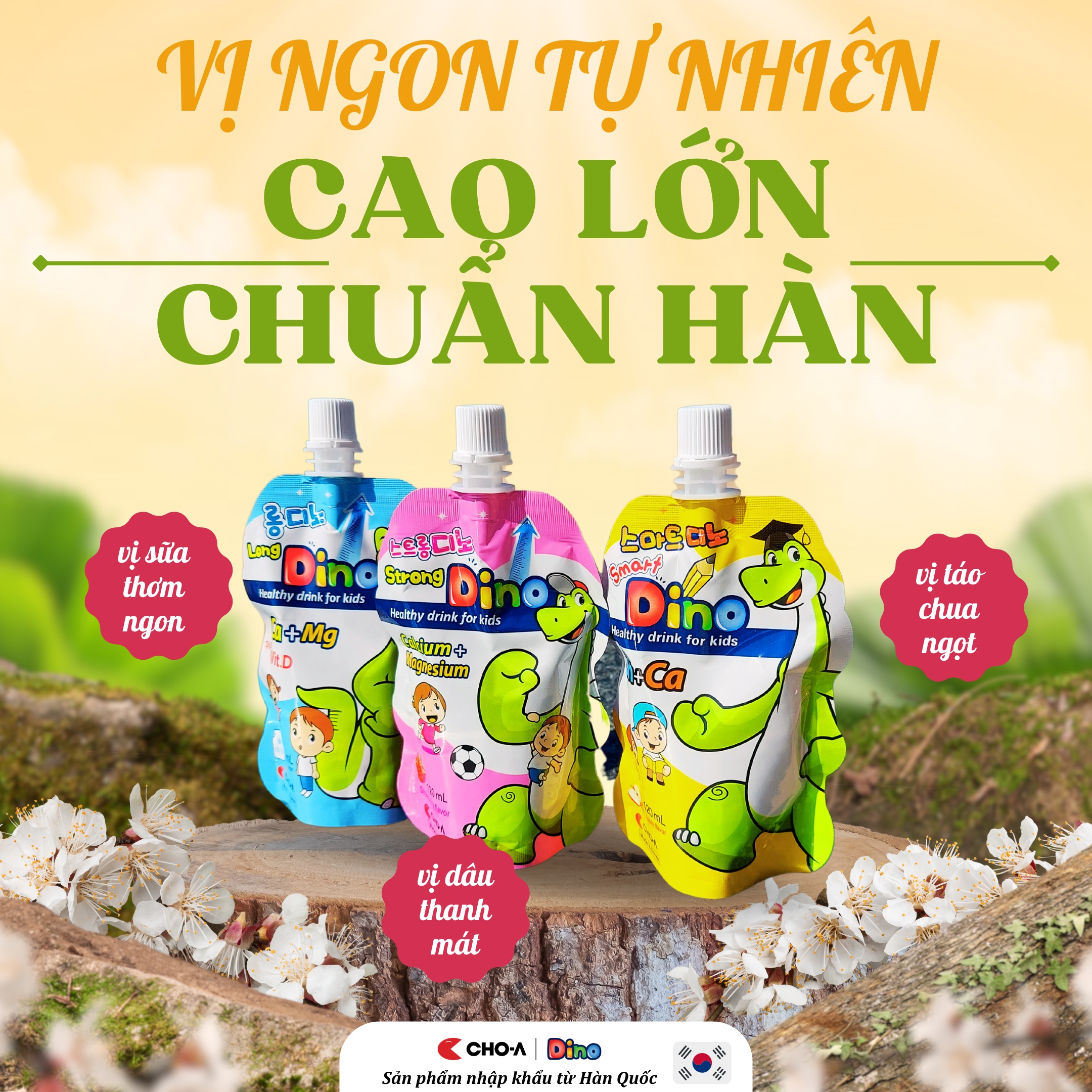 Nước Uống Dino Vị Dâu Bổ Sung Canxi Và Magie Cho Trẻ - Strong Dino (1 Gói x 120ml)