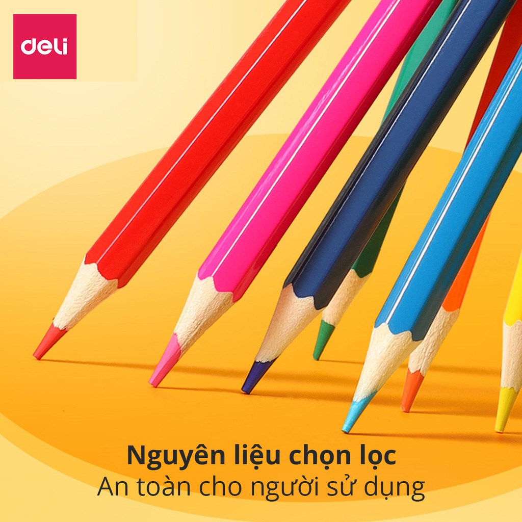Bút chì màu Cho Bé Deli - gỗ khô tự nhiên an toàn cho trẻ tập vẽ - 12/24/36/48 màu sắc tươi sáng