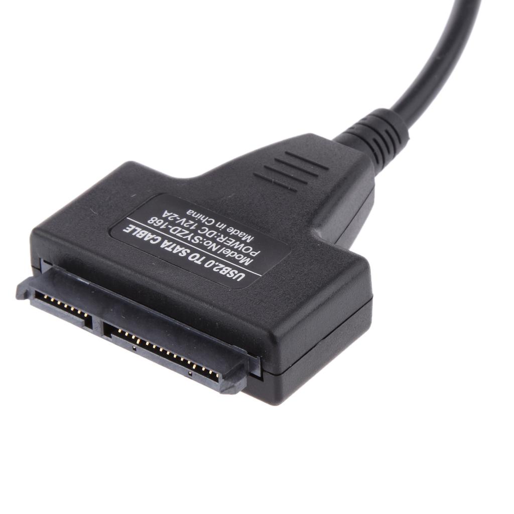 Dual USB 2.0 to SATA 15+7 Pin Data Power Cable Connector for 2.5'' HDD Driver