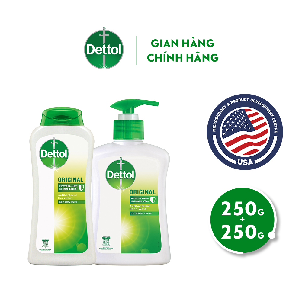 COMBO CHAI SỮA TẮM 250G VÀ NƯỚC RỬA TAY DETTOL KHÁNG KHUẨN 250G