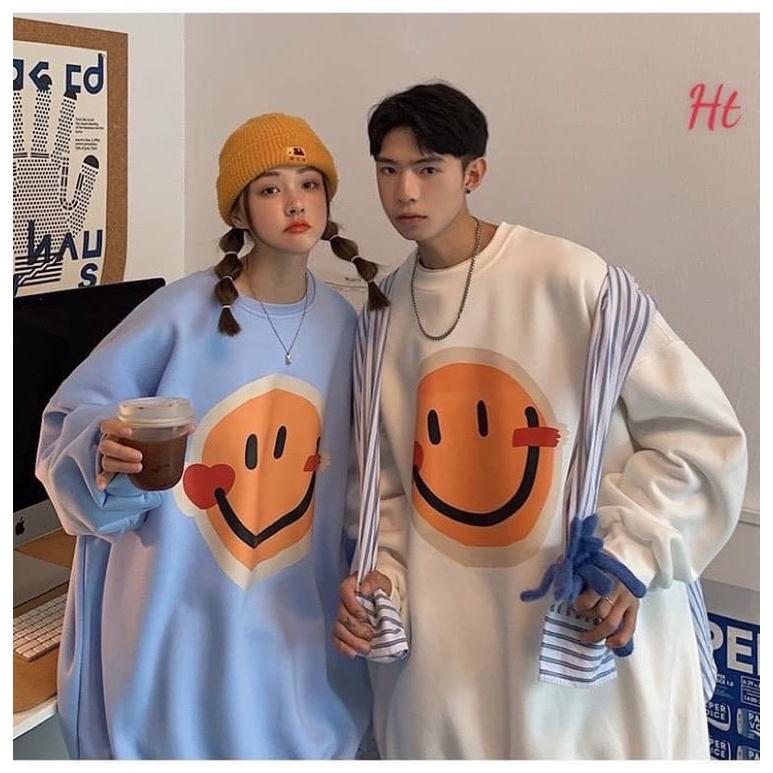 Áo nỉ đôi mặt cười cổ tròn H2