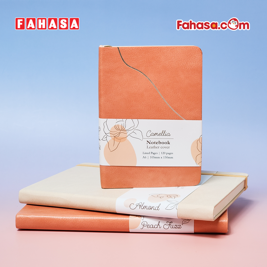 Sổ Da Bìa Cứng Camellia A6 - Kẻ Ngang - 120 Trang 100gsm - The Sun - Peach Fuzz