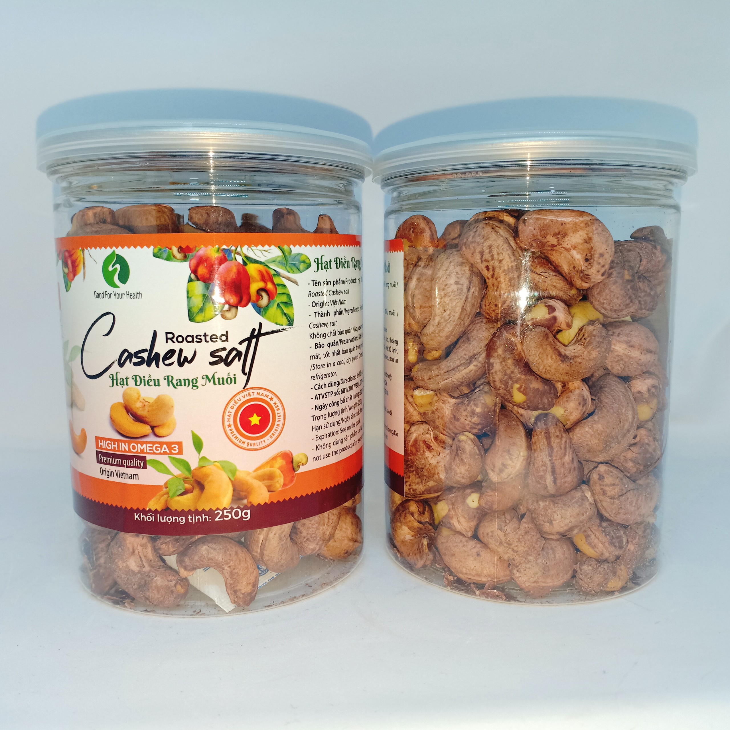 Hạt điều còn vỏ lụa rang muối hũ 250g