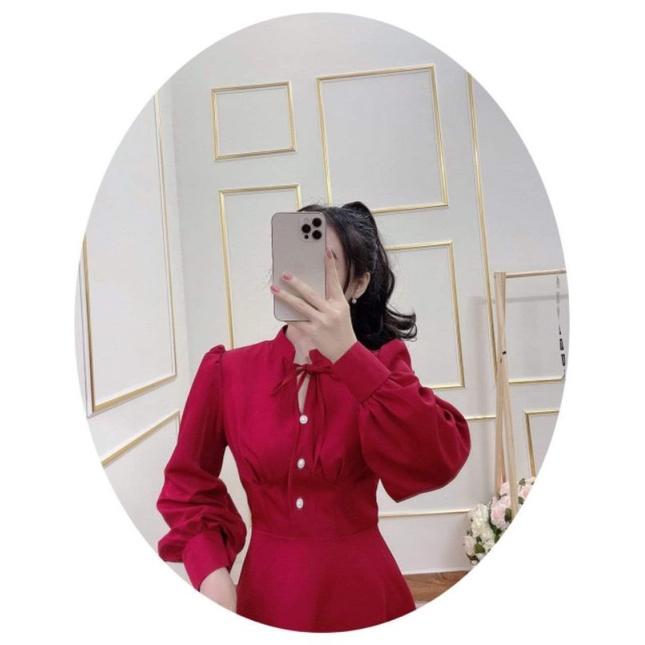 ĐẦM XÒE TAY DÀI CỔ THẮT DÂY NƠ