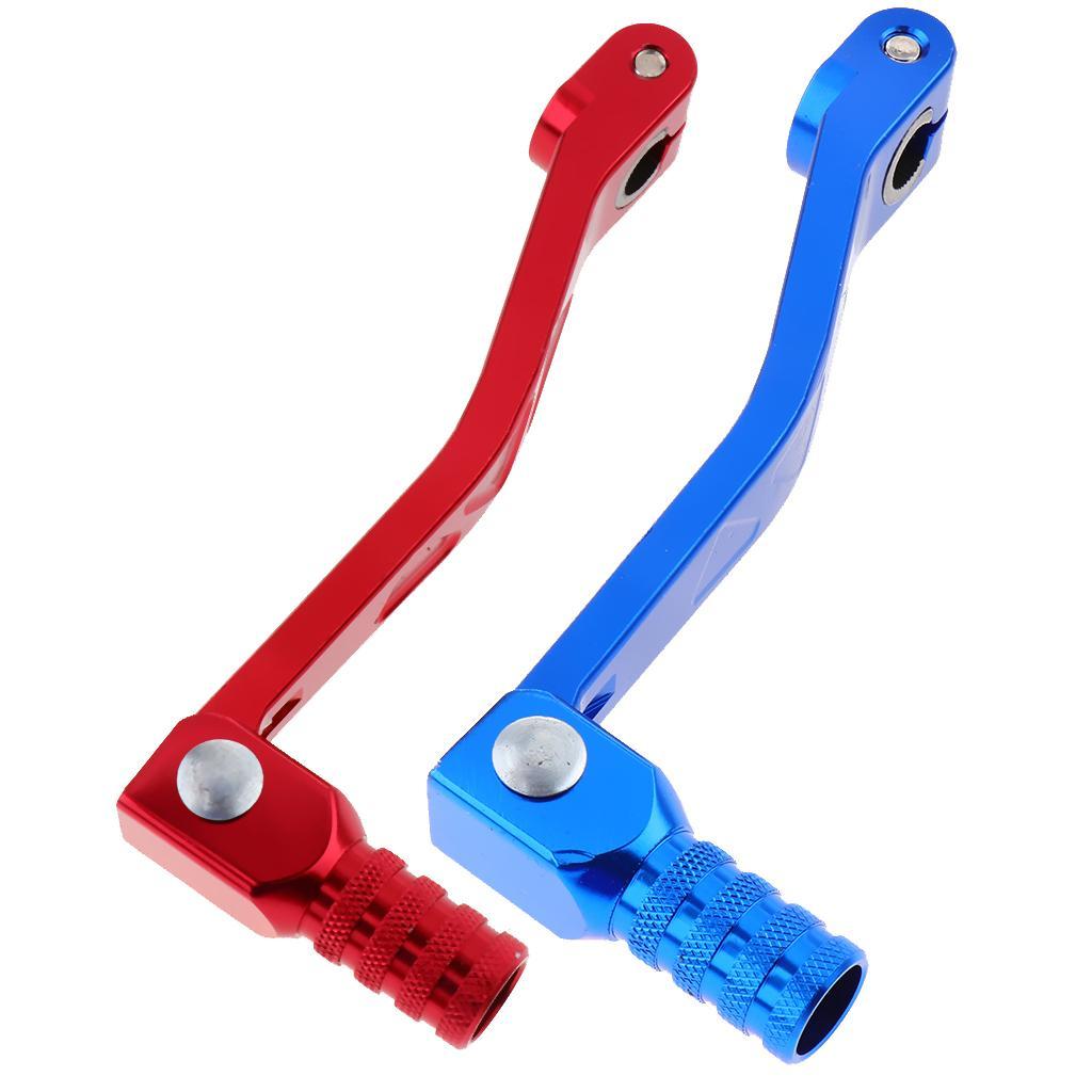 Universal Motorcycle CNC Adjustable Folding Gear Shift Lever Blue + Red