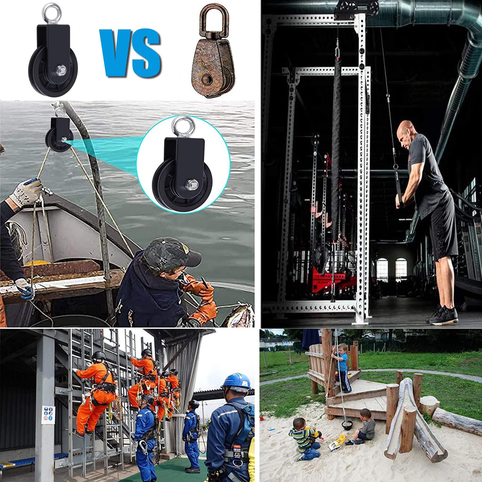 Con lăn cuộn với móc carabiner, con lăn độ lệch cho dây thừng, con lăn dây với tay cầm U 360 ° Kabel cho các phụ kiện rung chuyển, đường dây, DAB, Dungare