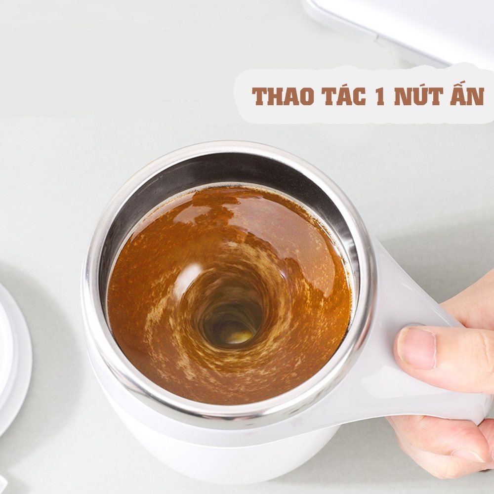 Cốc giữ nhiệt khuấy tự động pha ca phê lõi Inox 304 dung tích 380ml, ly tự khuấy pha trà đồ uống nam châm tiện dụng - Hàng chính hãng dododios