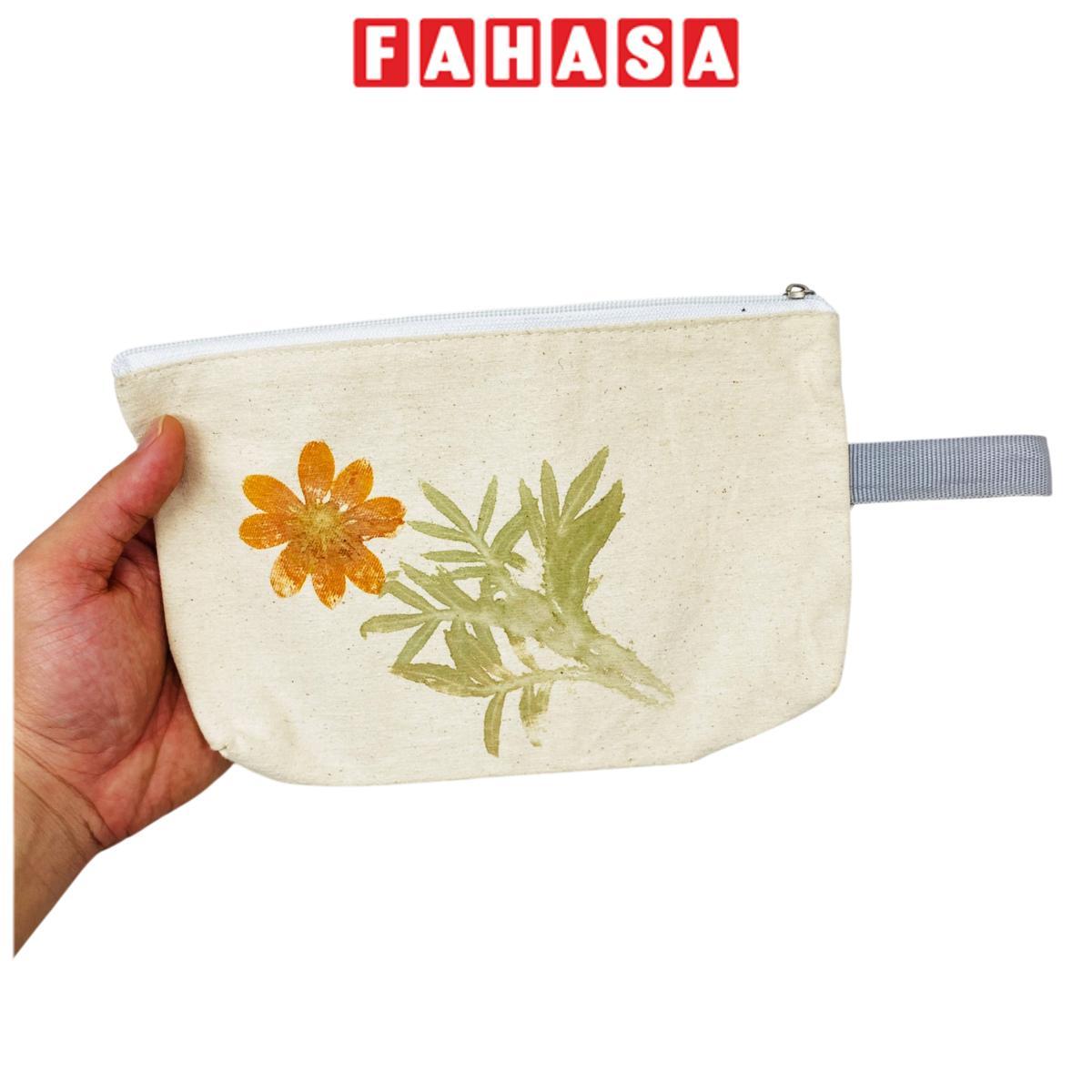 Túi Bút Vải Canvas In Hoa Lá Tươi - Saigon Zerowaste - Mẫu 1