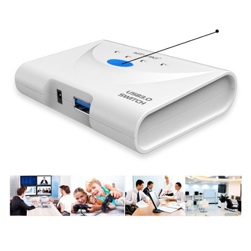 USB 3.0 Sharing Switch Selector 1 In 4 Out Switcher Adapter For PC, Printer Scanner, Hard Drive, Projector