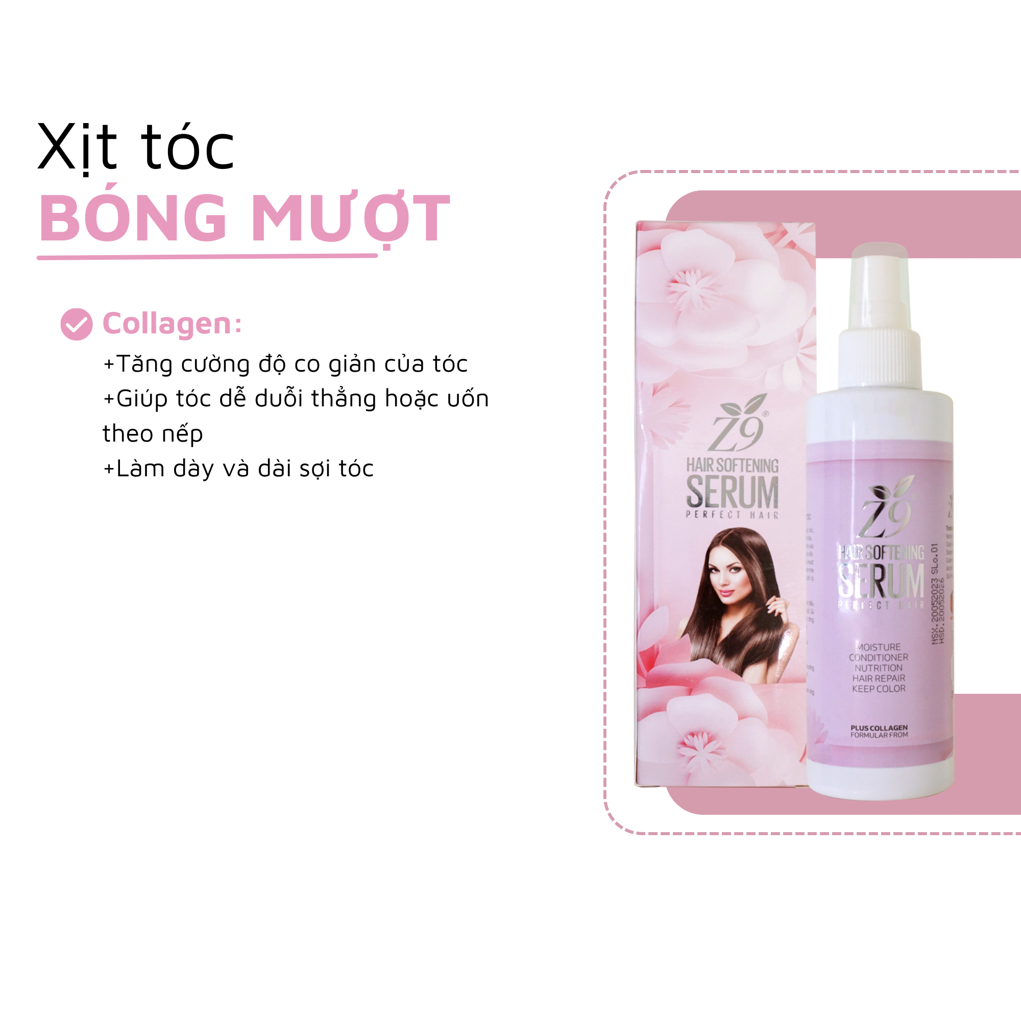 Xịt Dưỡng Tóc Z9 Mềm Mại Bồng Bềnh Suôn Mượt 220ml Z18