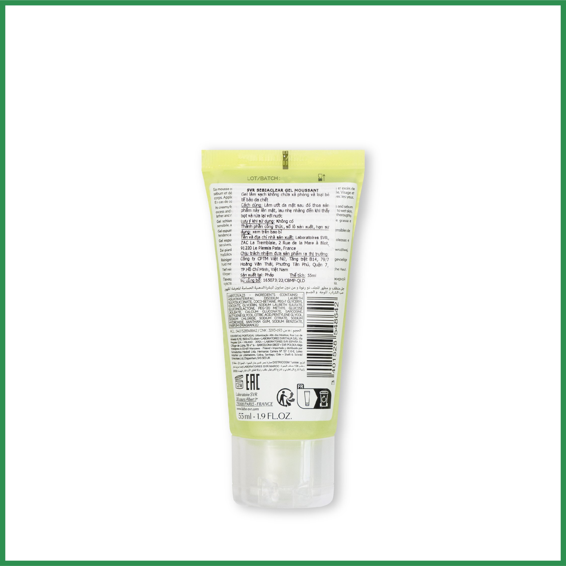 Sữa Rửa Mặt Không Chứa Xà Phòng Dành Cho Da Nhờn Mụn SVR Sebiaclear Gel Moussant 55ml