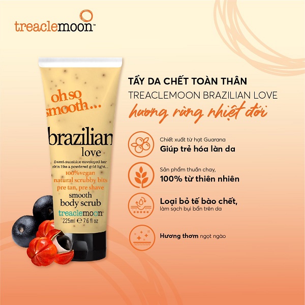 Tẩy da chết toàn thân Treaclemoon Brazilian Love hương quả nhiệt đới 225ML