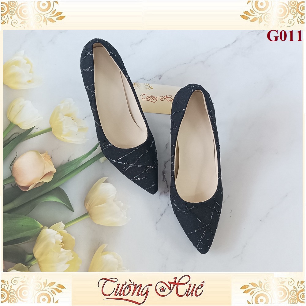 Giày Cao Gót Mũi Nhọn Nữ Nhũ Kim Tuyến Gót Nhọn Cao 9CM - Hàng Quảng Châu - G011