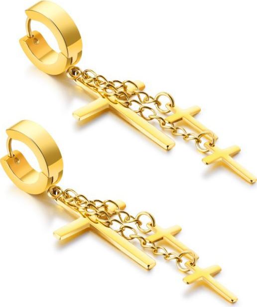 Bông Tai Nam Tòn Ten Thánh Giá Chất Liệu Thép Titan Ko Rỉ TT 1534 - 1 Cặp