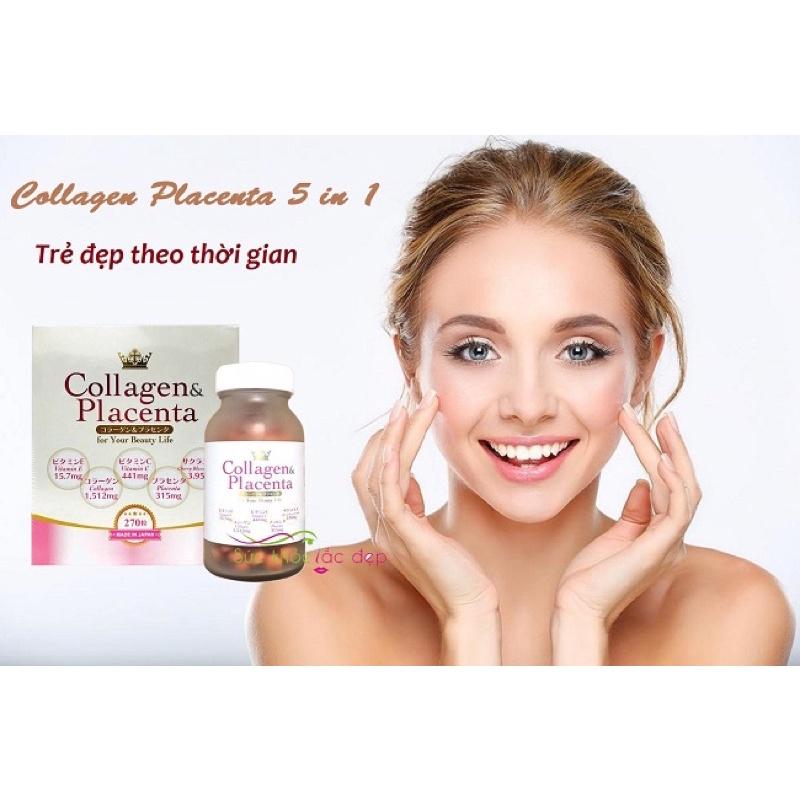 Viên Uống Trắng Da Collagen Placenta 5in1 Nhật Bản 270 Viên