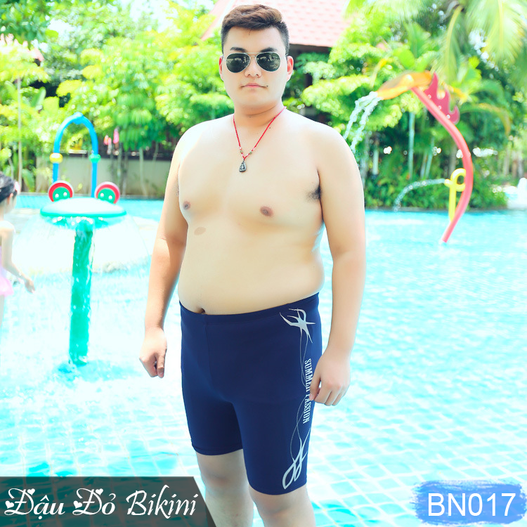 Quần bơi big size cho nam giới béo mập, có size lớn đến 125kg, dáng sooc đùi dài, chất thun bơi lạnh dày dặn co giãn 4 chiều | BN017