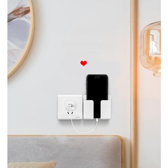 Kệ Dán Tường Để Điều Khiển,Đồ Dùng,Giá Đỡ Sạc Điện Thoại Có Móc Treo Giữ Dây Điện Tiện Dụng