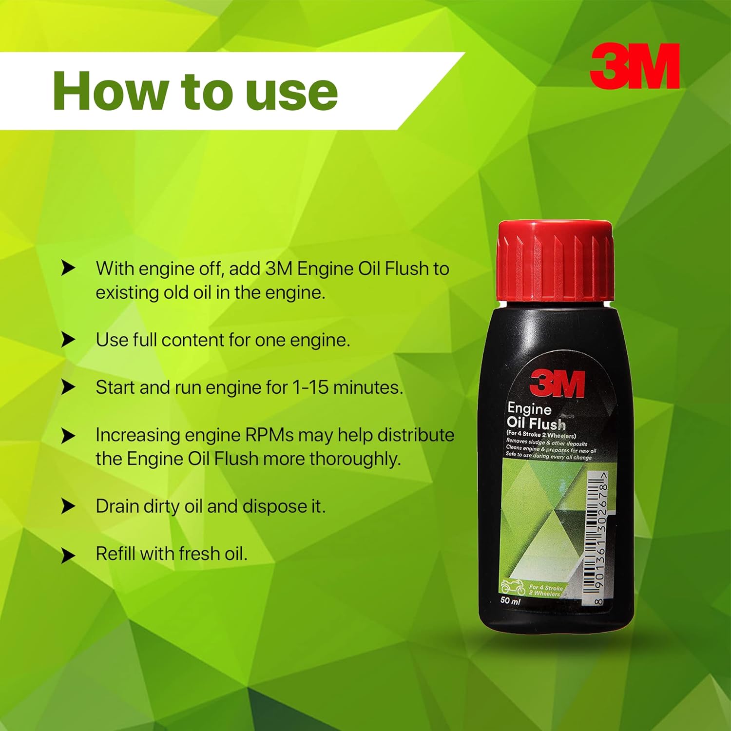 Phụ gia nhớt vệ sinh động cơ xe máy 3M 50ml 3M-EOF50 - Tẩy cặn carbon, súc động cơ