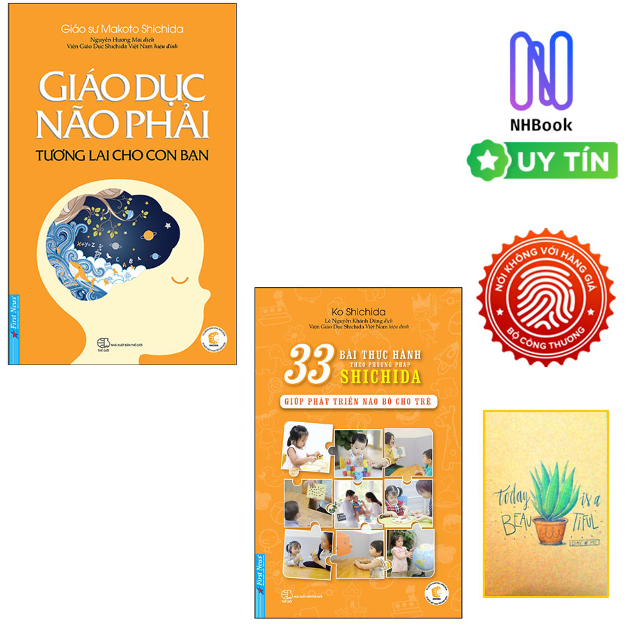 Combo Giáo Dục Não Phải - Tương Lai Cho Con Bạn Và 33 Bài Thực Hành Theo Phương Pháp Shichida - Giúp Phát Triển Não Bộ Cho Trẻ ( Tặng sổ tay xương rồng )