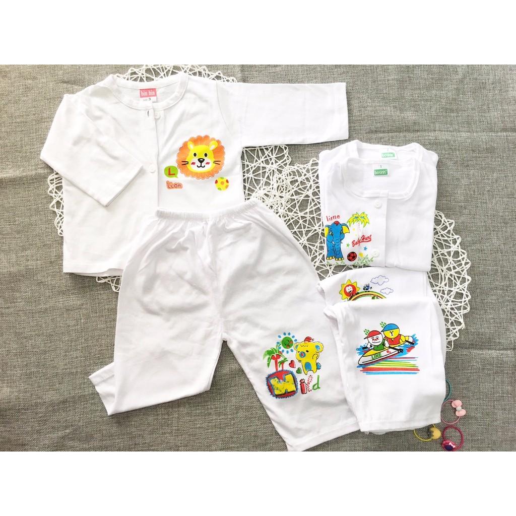 Combo 5 bộ dài sơ sinh cotton 100%