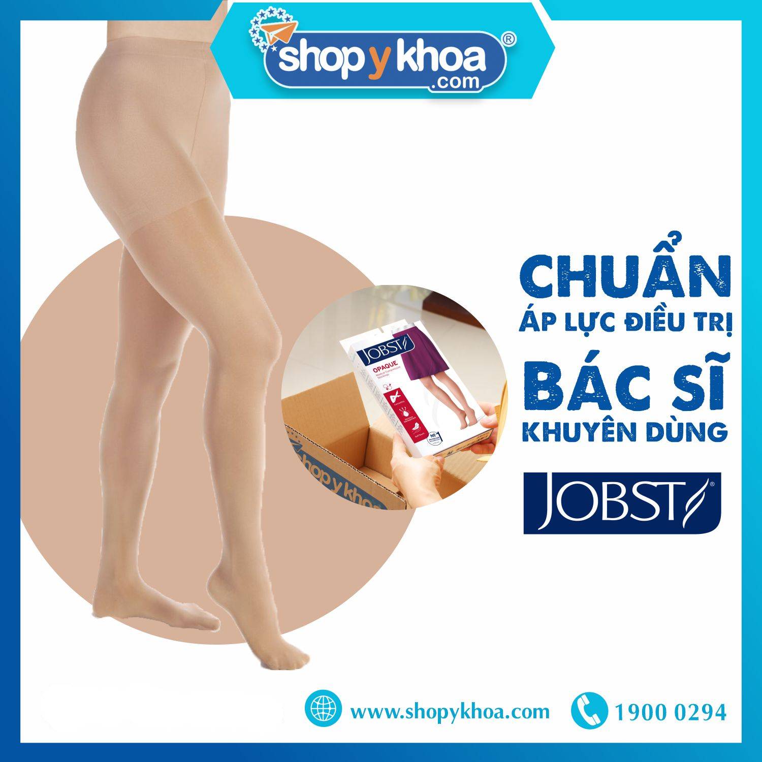 Combo 2 đôi Vớ y khoa quần JOBST Opaque - Mỏng, màu da, hở ngón, 20-30 mmHg, giãn tĩnh mạch chân (tất y khoa)