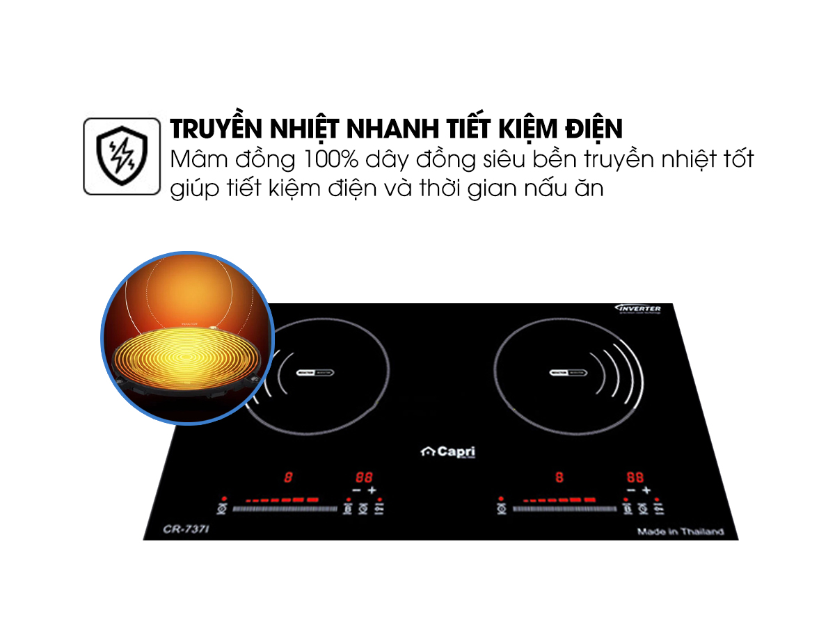 Bếp Điện Từ Capri CR-737I - Hàng Nhập Khẩu Thái Lan, Sản Xuất Theo Công Nghệ Tiên Tiến Châu Âu, Tiết Kiệm Điện Và Thời Gian Nấu Tối Ưu
