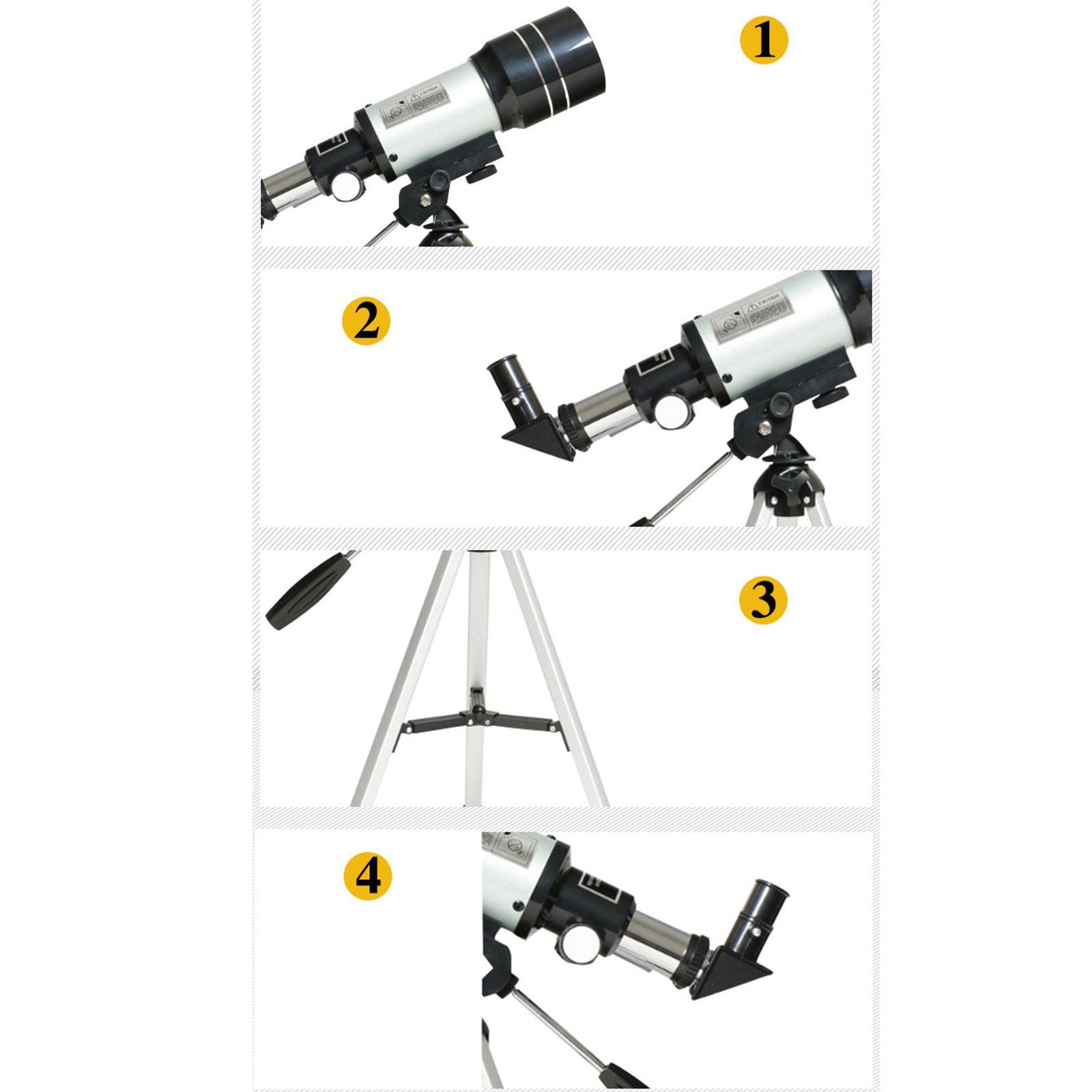 Portable 70mm 300mm Telescope for Beginners Easily Install Astronomy Refractor Telescope ,to Observe Celestial Objects at Night Accessory