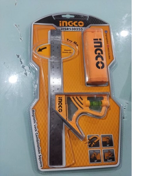 Thước vuông kết hợp cán nhựa 300mm ingco HSR530255