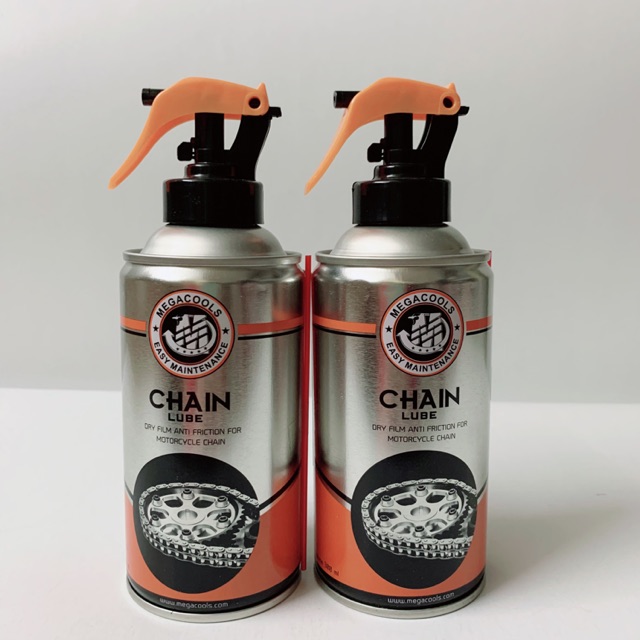 Combo chai xịt vệ sinh sên Megacools 500ml và xịt bảo duõng sên Megacools Chain Lube 300ml- chuyên dùng cho xe sên xích trần, sên sích phốt cao su, xe Exciter, Winner, Sirius, mô tô PKL