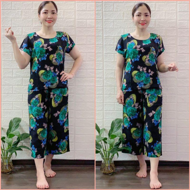 Đồ bộ lanh trung niên, bộ đồ tole lửng lửng ống rộng, vải dầy, mền mịn,mặc mát thấm hút mồ hôisize 48--70kg