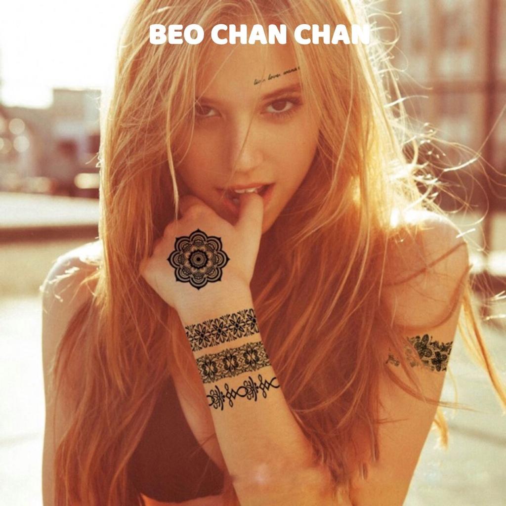 Set Hinh xăm dán tatto henna nghệ thuật 3D họa tiết henna 21*15cm hình xăm 3d