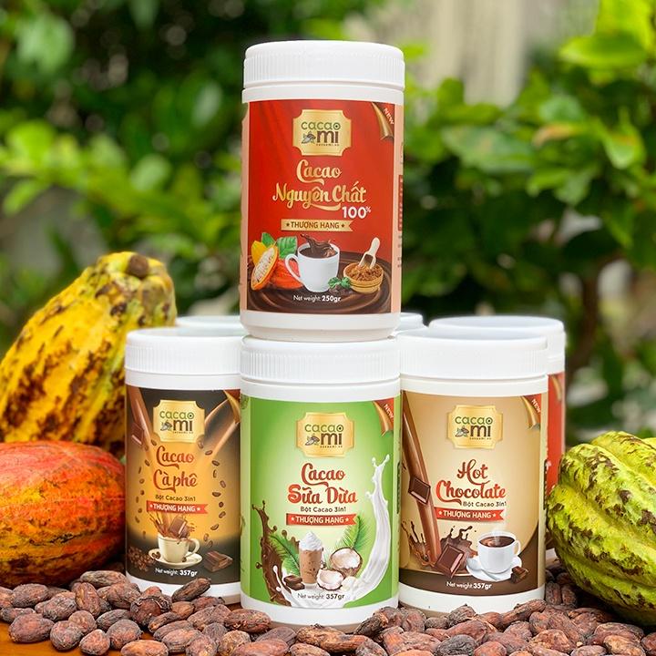 Bột cacao thuần chay đậm đà ca cao nguyên chất mix 4 vị cà phê, sữa dừa, socola - Thức uống hỗ trợ tim mạch, trí nhớ