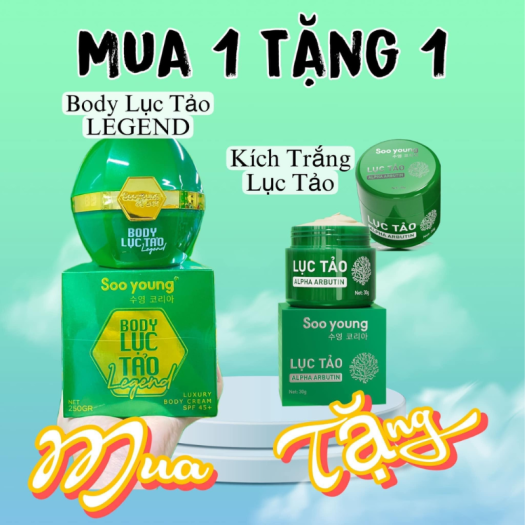 Kem Body Lục Tảo Soo Young Legend Mẫu Mới Tặng Kèm Kích Trắng