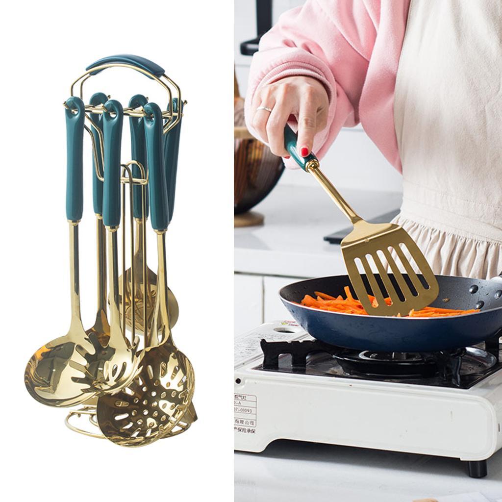 Stainless Cooking Utensils Set with Rotated Stand Kitchen Tools Kitchenware